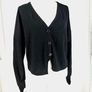 Knoeasy Collection Fashion Black Drop Shoulder Crop Cardigan Size Medium